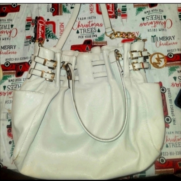 🍁🍂MICHAEL Michael Kors Off White Leather Large Edie Shoulder Bag - Picture 5 of 8